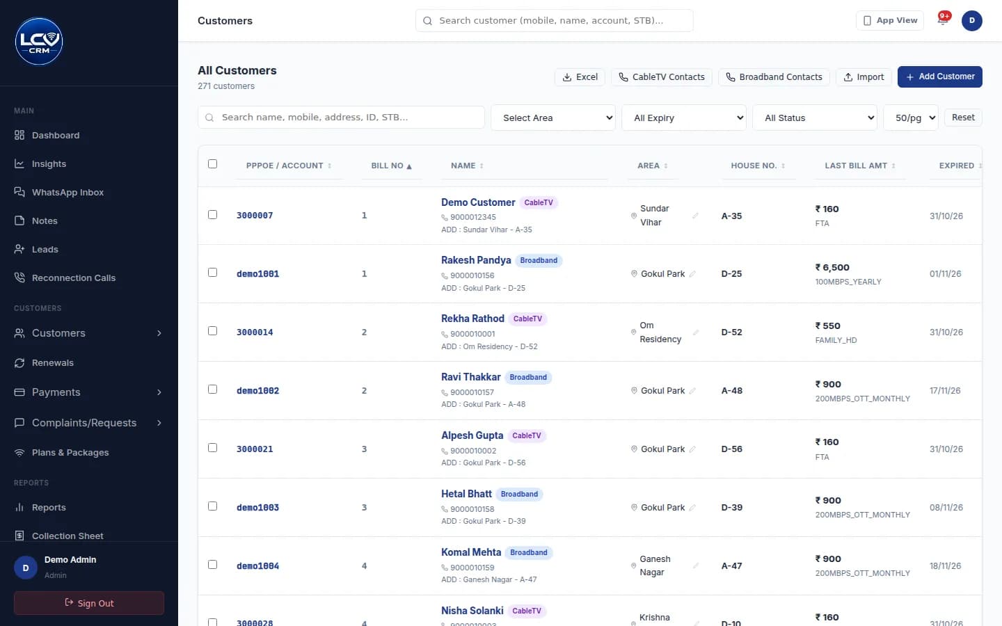 Customer list