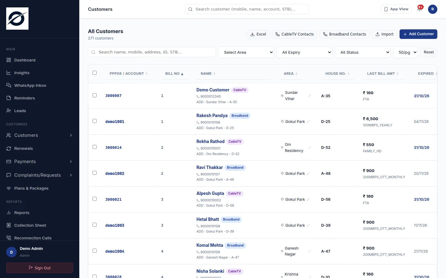 Customer list